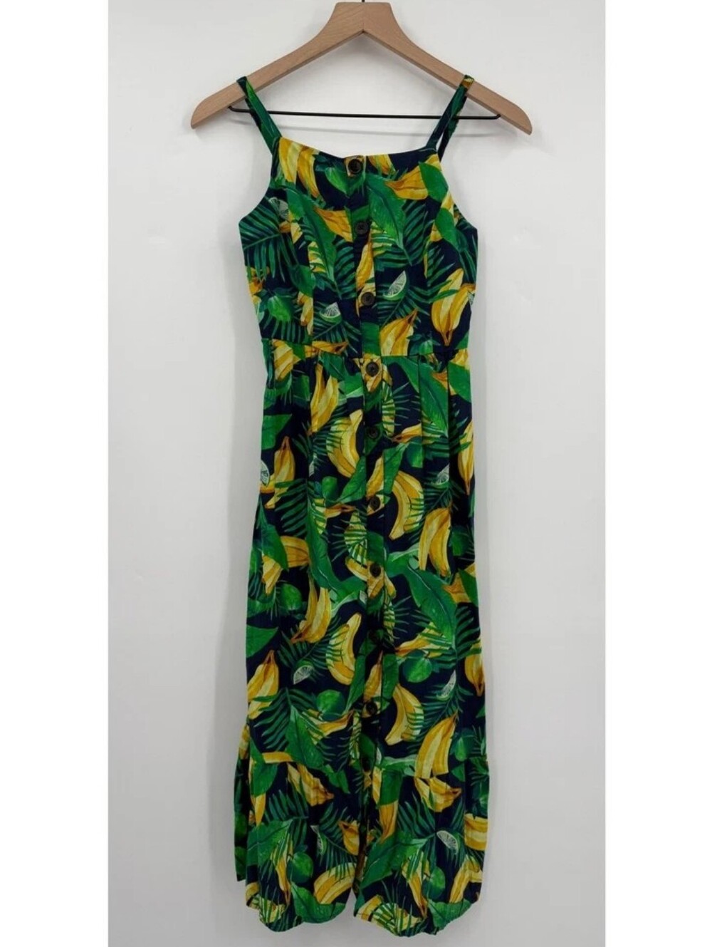 Tropical Banana Leaf Maxi Dress in Green and Yellow